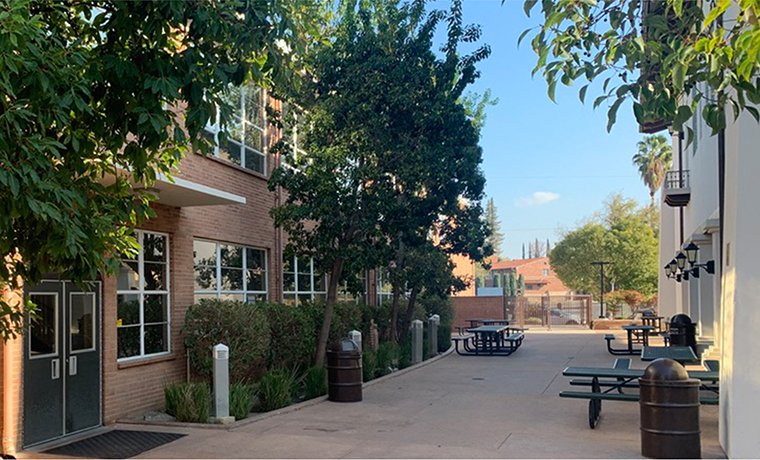 Breezeway between main and FA building